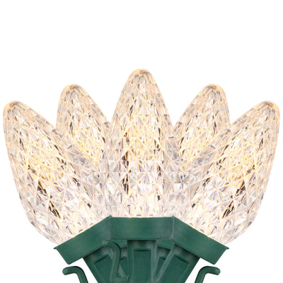 Set of 100 White Faceted LED C9 Christmas Lights