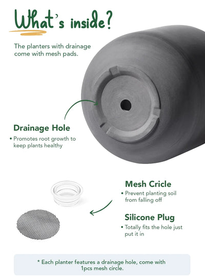 10" Plant Pots, Ceramic Flower Pots with Drainage Hole & Plug, Indoor Planter for Outdoor Decorative,Charcoal Gray
