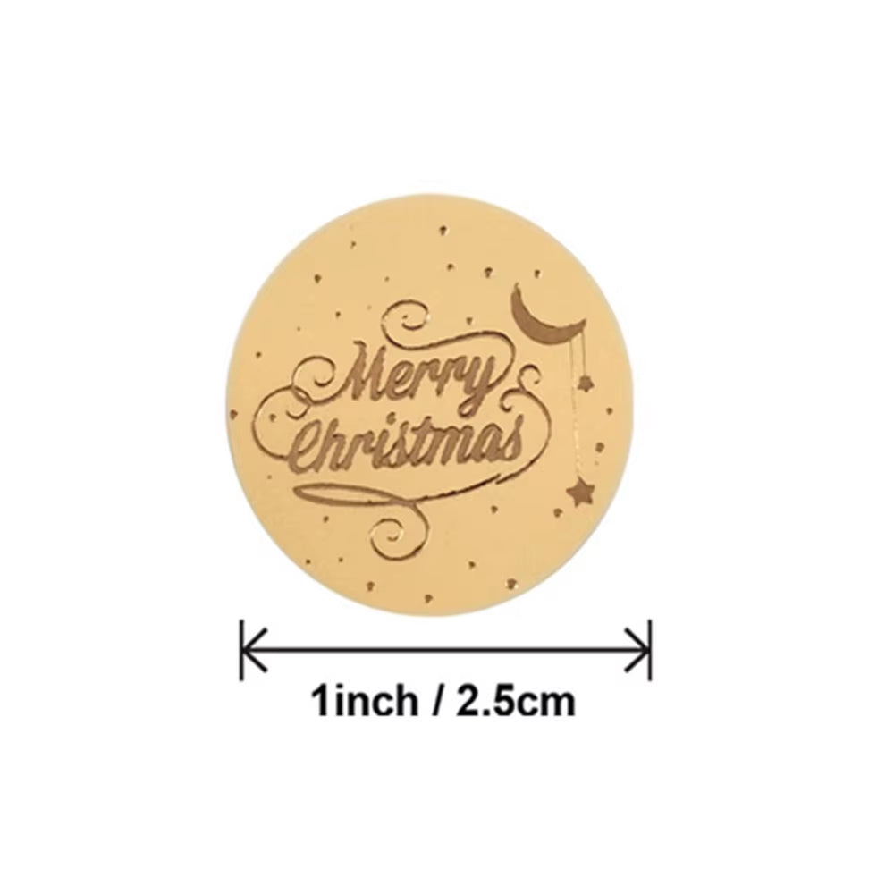 Merry Christmas Stickers Gold Stamping Christmas Label for Child Gift Decor Shop Product Packaging Stickers Label 50-500Pcs