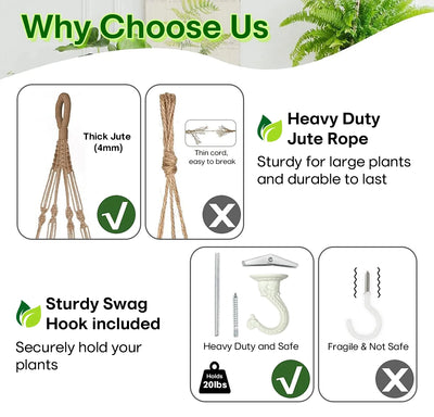 Hanging Planter for 12 Inch Pot (Extra Long 43Inch + Large) | Macrame Plant Hanger, Hanging Plant , Jute