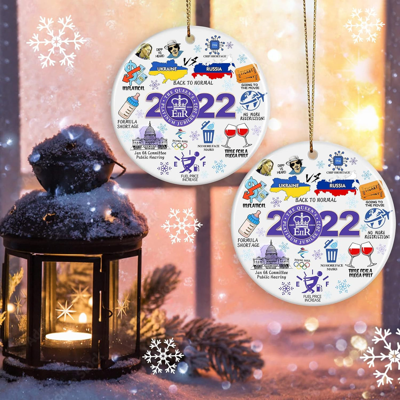Funny 2022 Christmas Ornaments,  2022 Christmas Hanging Ornament Christmas Tree Ornaments Year in Review Ornament Ceramic Christmas Ornament - Christmas Tree Decor