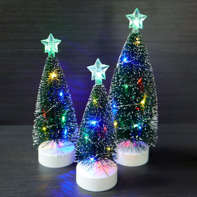 Christmas Decorations Mini Christmas Trees 3Pcs,Desktop Xmas Tree with Light String - Colorful