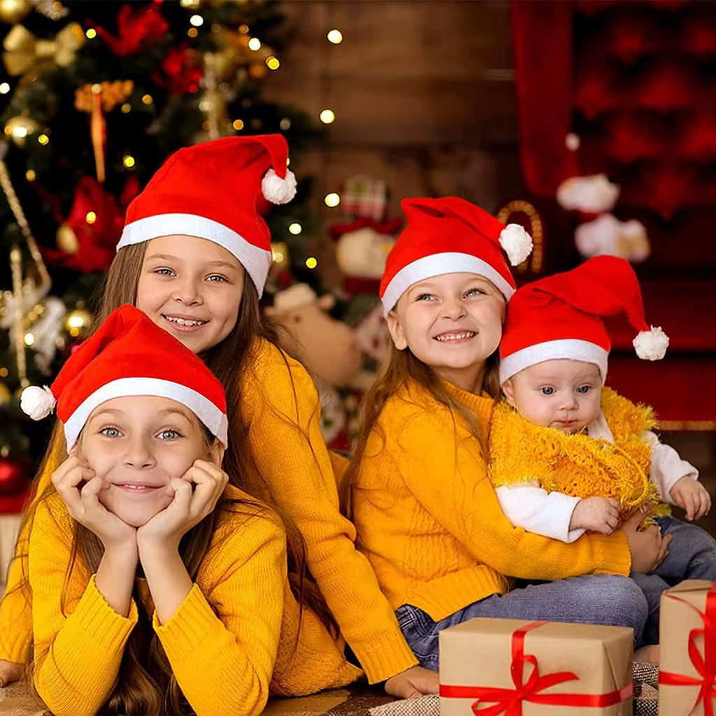 Classic Non Woven Santa Hats for Adults Children Pets Christmas Party Hats Holiday Costume Accessories Christmas Decorations