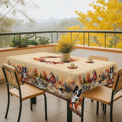 Gnizamaautumn Decoration Thanksgiving Gift round Rectangle Tablecloth, Pumpkin, Puppy, Rooster, Truck Design, Thanksgiving Gift,