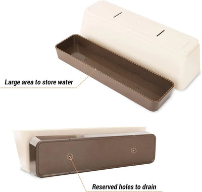 1 Pcs Plastic Succulent Plant Pot, Rectangular Plant Pot with Drainage Holes, Long Shallow Pot for Bay Window, Kitchen Windowsill, Shelf, Coffee Table