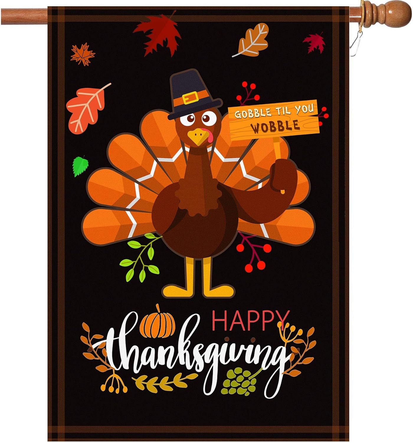 Happy Thanksgiving Flags,Thanksgiving Garden Flag 28 X 40 Inch House Flag Double-Sided 2 Layer Turkey House Flag for Decoration