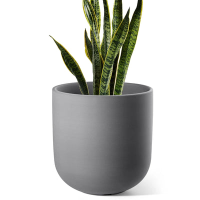 10" Plant Pots, Ceramic Flower Pots with Drainage Hole & Plug, Indoor Planter for Outdoor Decorative,Charcoal Gray