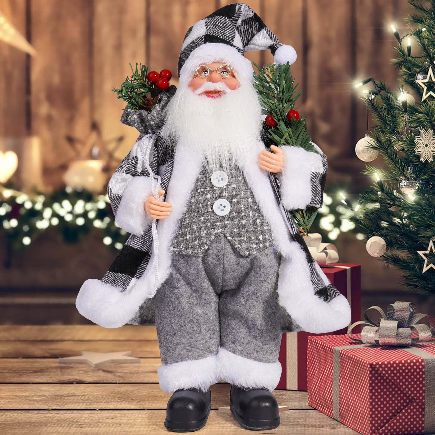 Christmas Decorations Indoor, Christmas Indoor Decor, Christmas Tabletop Decor, Christmas 12 Inch Cute Santa Claus Doll Standing Posture Santa Claus Doll Decoration