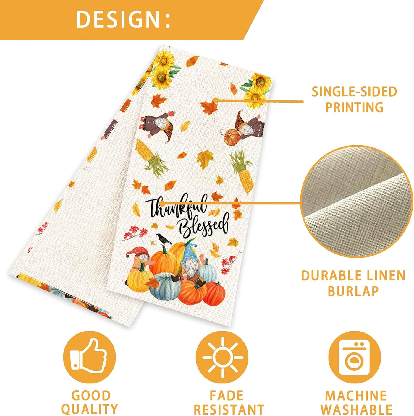 Thanksgiving Table Runner 72 Inch Long, Burlap Thanksgiving Runners for Table Coffee Dining, Thanksgiving Pumpkin Gnome Decor Farmhouse Table Runner Kitchen Decor