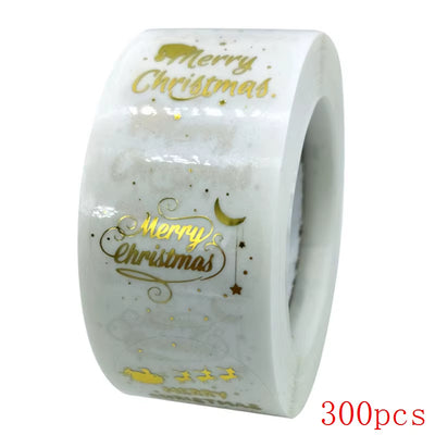 Merry Christmas Stickers Gold Stamping Christmas Label for Child Gift Decor Shop Product Packaging Stickers Label 50-500Pcs