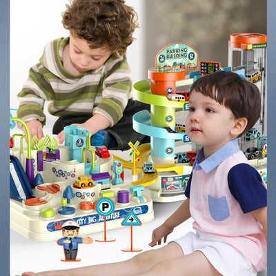 Combination Adventure Track Car Toy Link Parking Building Toys Automobile Electric Rail Adventure Car Child Christmas Toy Gift