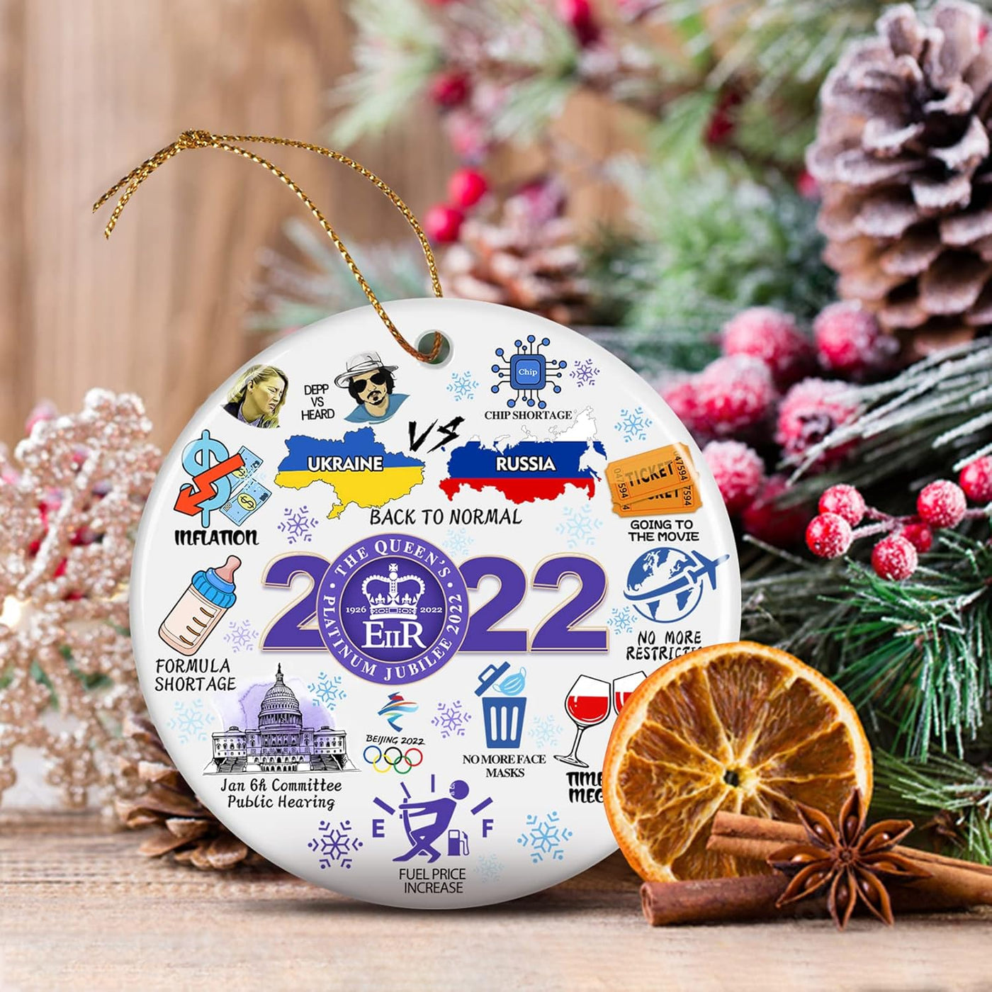 Funny 2022 Christmas Ornaments,  2022 Christmas Hanging Ornament Christmas Tree Ornaments Year in Review Ornament Ceramic Christmas Ornament - Christmas Tree Decor