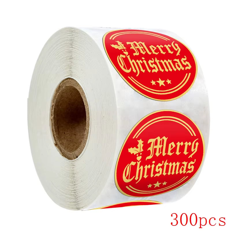 Merry Christmas Stickers Gold Stamping Christmas Label for Child Gift Decor Shop Product Packaging Stickers Label 50-500Pcs