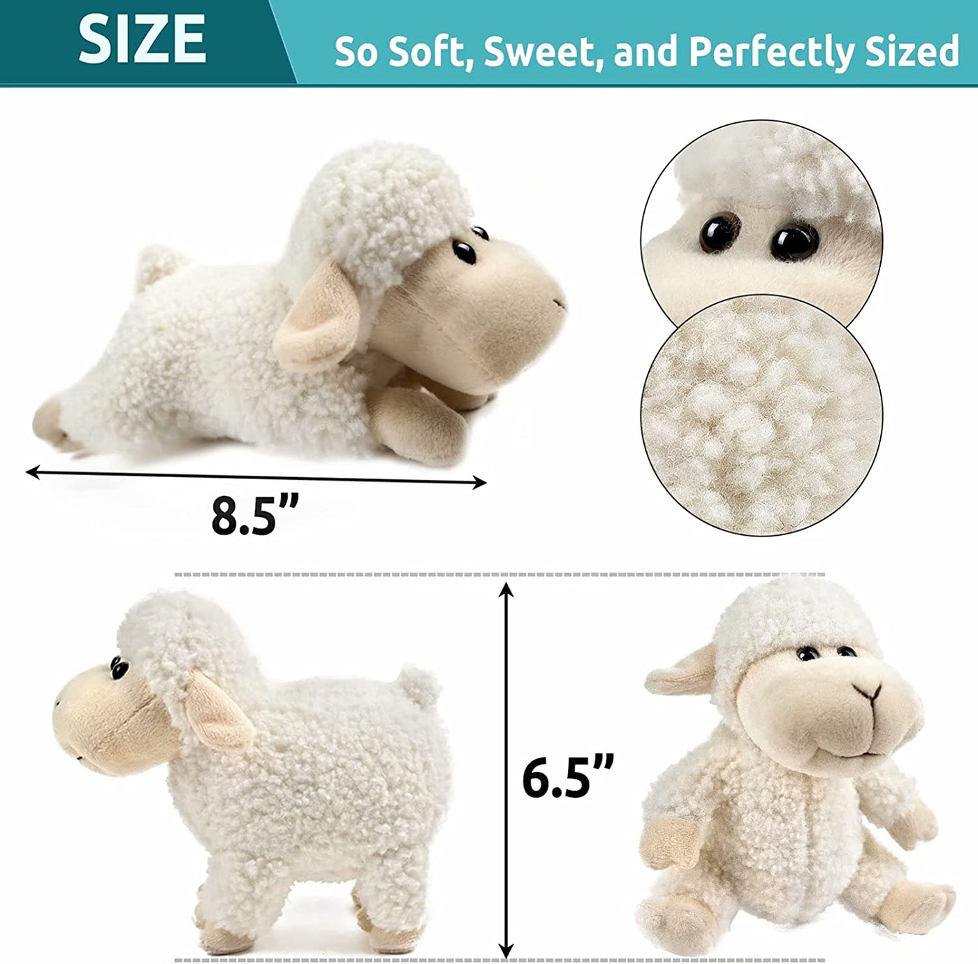 Lamb Stuffed Animal Sheep Plush Toy 3 Pcs Cute and Super Soft Nursery Home Decor Bedroom Small Gift for Kids Boys and Girls Companions Black