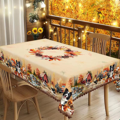 Gnizamaautumn Decoration Thanksgiving Gift round Rectangle Tablecloth, Pumpkin, Puppy, Rooster, Truck Design, Thanksgiving Gift,