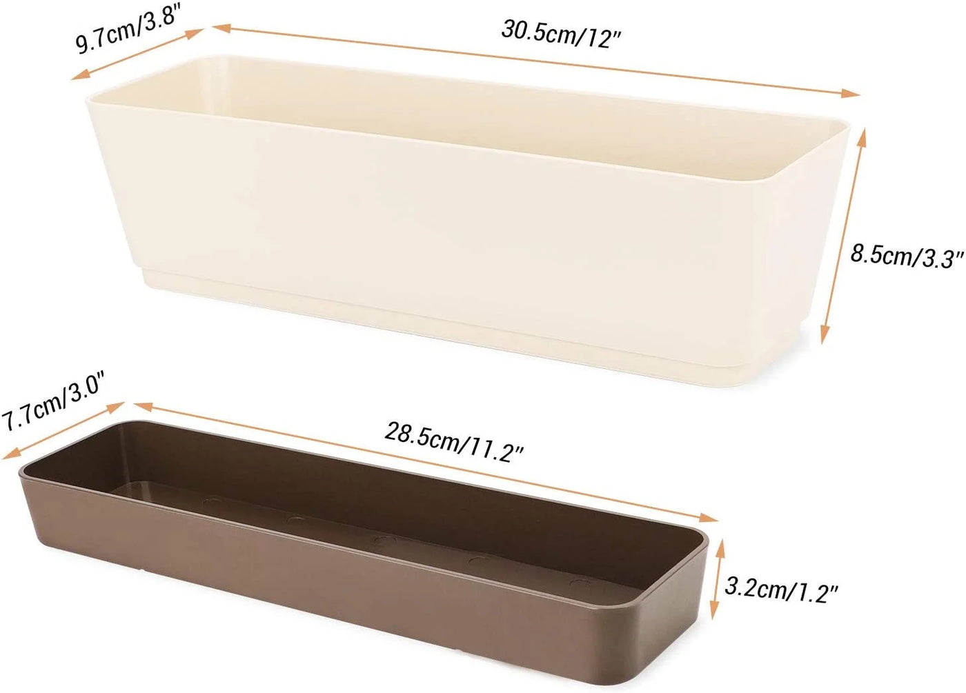 1 Pcs Plastic Succulent Plant Pot, Rectangular Plant Pot with Drainage Holes, Long Shallow Pot for Bay Window, Kitchen Windowsill, Shelf, Coffee Table