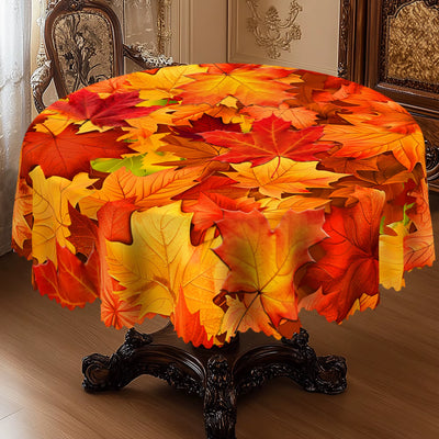 Gnizamafall Autumn Decoration Thanksgiving Gift Rectangular round Tablecloth, Maple Leaf Pattern Design, Thanksgiving Decoration