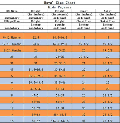 Little Boys Girls Child Pajamas Sets 100% Cotton Toddler Pjs