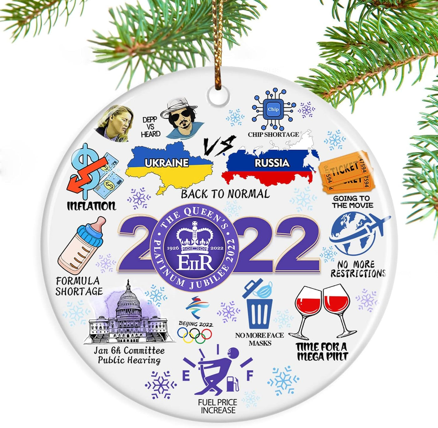 Funny 2022 Christmas Ornaments,  2022 Christmas Hanging Ornament Christmas Tree Ornaments Year in Review Ornament Ceramic Christmas Ornament - Christmas Tree Decor