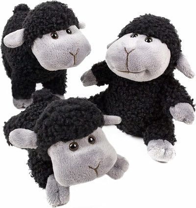 Lamb Stuffed Animal Sheep Plush Toy 3 Pcs Cute and Super Soft Nursery Home Decor Bedroom Small Gift for Kids Boys and Girls Companions Black