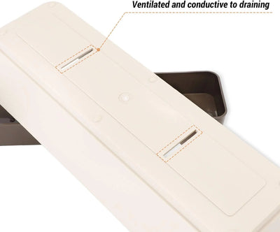 1 Pcs Plastic Succulent Plant Pot, Rectangular Plant Pot with Drainage Holes, Long Shallow Pot for Bay Window, Kitchen Windowsill, Shelf, Coffee Table