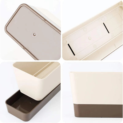 1 Pcs Plastic Succulent Plant Pot, Rectangular Plant Pot with Drainage Holes, Long Shallow Pot for Bay Window, Kitchen Windowsill, Shelf, Coffee Table