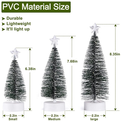Christmas Decorations Mini Christmas Trees 3Pcs,Desktop Xmas Tree with Light String - Colorful