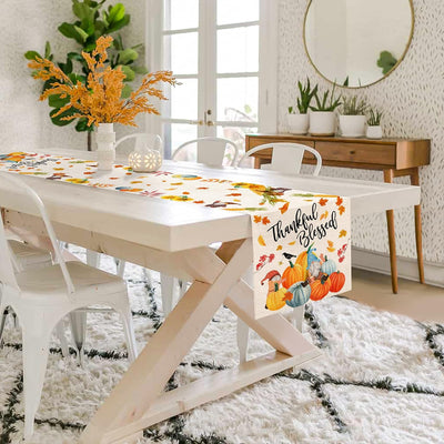 Thanksgiving Table Runner 72 Inch Long, Burlap Thanksgiving Runners for Table Coffee Dining, Thanksgiving Pumpkin Gnome Decor Farmhouse Table Runner Kitchen Decor