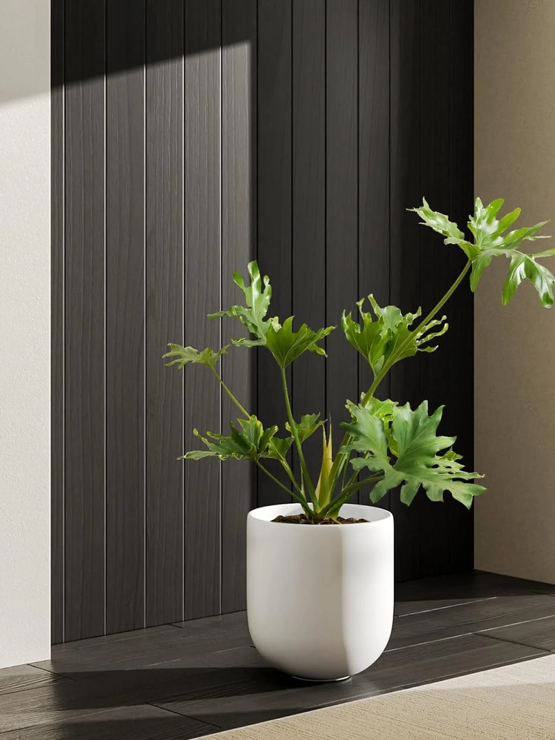 10" Ceramic Plant Pots, Indoor Planter with Drainage Hole & Plug, Ceramic Planter for Outdoor Decorative, White Planter