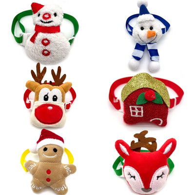50/100Pcs Christmas Pet Product Small Dogs Bowties Neckties Xmas Snowman Deer Dog Cat Bowties Dog Grooming Products Pet Supplies