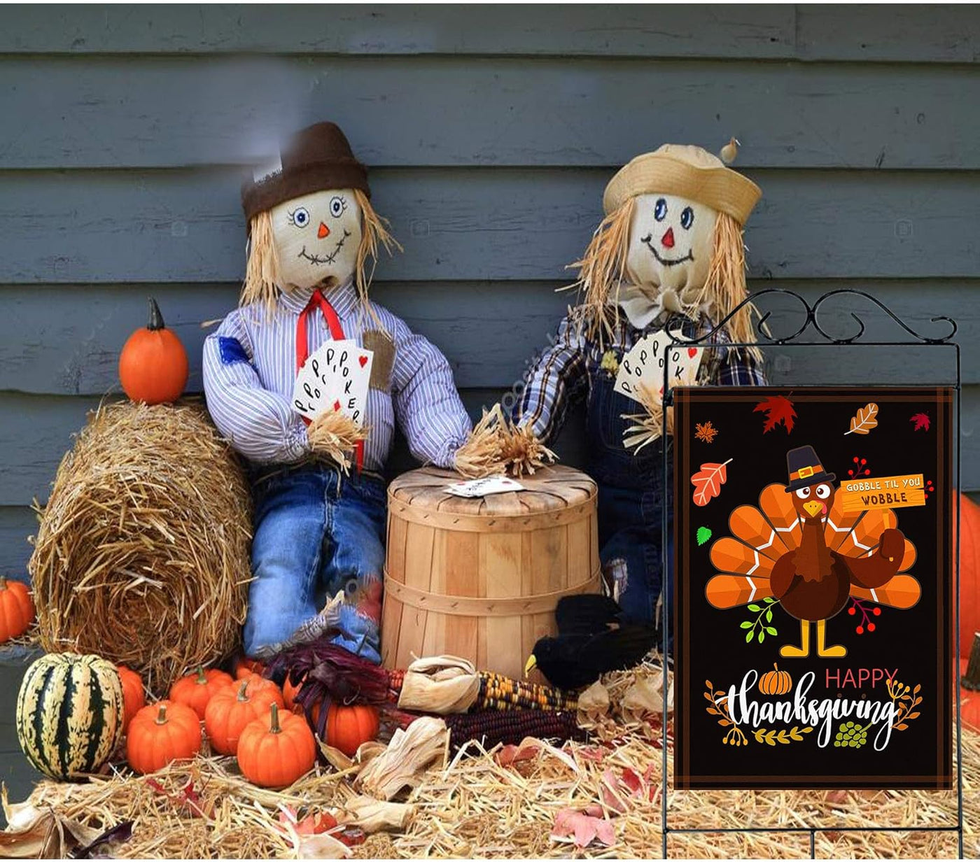 Happy Thanksgiving Flags,Thanksgiving Garden Flag 28 X 40 Inch House Flag Double-Sided 2 Layer Turkey House Flag for Decoration