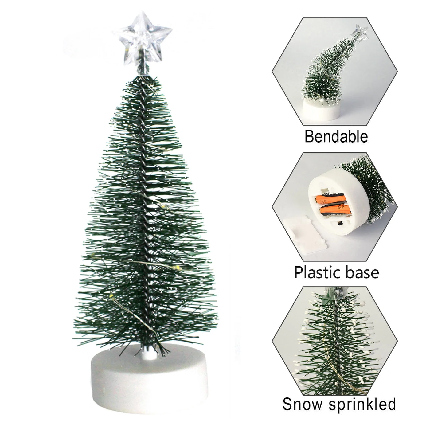 Christmas Decorations Mini Christmas Trees 3Pcs,Desktop Xmas Tree with Light String - Colorful