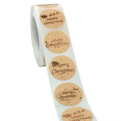 Merry Christmas Stickers Gold Stamping Christmas Label for Child Gift Decor Shop Product Packaging Stickers Label 50-500Pcs