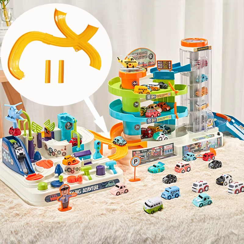 Combination Adventure Track Car Toy Link Parking Building Toys Automobile Electric Rail Adventure Car Child Christmas Toy Gift